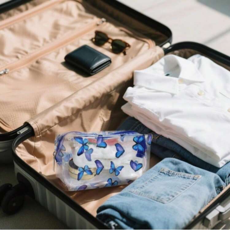 1个透明防水旅行洗漱包，可重复使用和清洗，可作化妆包、铅笔盒，方便收纳旅行必需品，可爱的小礼物，适合生日、婚礼、派对、圣诞节、万圣节、感恩节、狂欢节、毕业典礼、返校季、学习用品、铅笔盒、铅笔袋、背包、文具等场合。 - 藍色蝴蝶 - 查看 6