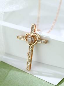 Customized Cross Photo Necklace, Personalized Cross Projection Necklace With Photo Inside, Memorial Gift, Mother's Necklace, Grandparent Gift