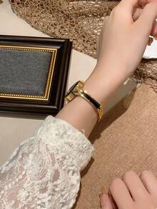 1件女士优雅金色高品质时尚石英表，适合日常佩戴和节日送礼 - 金色 - 查看 4