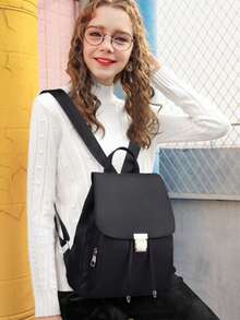 2025 New Arrival Shoulder Bag Waterproof Bag Backpack School Bag Student Shoulder Backpack Nylon Fabric University Lightweight Casual - 黑色 - 查看 5