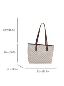 新款复古花卉印花女士托特包，大容量超轻铆钉装饰，适合通勤、购物、办公室、大学 - 白色 - 查看 6