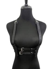 1pc Women's Fashionable Pu Leather Belt Gothic Style Suspenders For Festival Party Outfits Sexy Harness Halloween