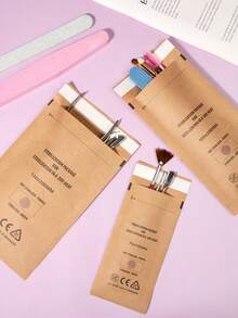 100pcs/Pack 3 Sizes High Temperature Sterilization Dry Heat Kraft Paper Sterilization Bags, Suitable For Beauty Salon, Nail Salon, Barber Shop Tools, Self-Sealing Sterilization Bags