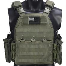 Quickly Detachable Hunting Vest For Shoulder & Waist, Durable Anti-Tear Sports Vest, Comes With 1pc American Flag Patch, Suitable For Hunting, Outdoor Adventure And Various Outdoor Activities