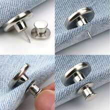 3pcs Snap Tack Buttons For Loose Jeans, No Sewing And No Tools Instant Replacement Adjustable Metal Jeans Buttons, Reusable Jeans Buttons, Random Style Metal Buttons, Unisex, Jeans Buttons, Waist Buttons, Jeans, Pants, Collar Buttons, Valentine's Day, Wedding, Autumn Birthday Decor - Silver - View 3