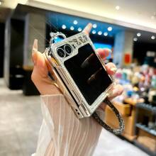 1 pieza Funda de teléfono plegable con diseño de brazalete de cristal en forma de rombo, compatible con Samsung Galaxy Z Fold 7, Galaxy Z Fold 6/5, Galaxy Z Flip7, Galaxy Z Flip6, Galaxy Z Flip5