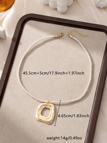 1 件简约不对称几何吊坠扭绳项链，适合女性日常、度假、派对佩戴 - 彩色 - 查看 5