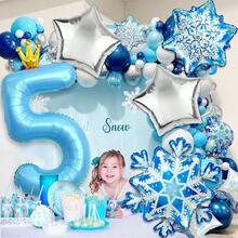 Frozen 4th Birthday Party Decorations Balloon 40"  4 Balloon With Crown SnowFlake Foil Mylar Balloons For Princess Anna  Frozen Theme Birthday Supplies Birthday Decorations Party Favors#SSHOAEAWE - Màu xanh lam - Xem 5