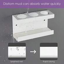 Electric Toothbrush Holder For Bathroom Wall Self Adhesive Toothbrush Storage Rack With Diatomite Dish Compatible With Philips 4100 5100 6100 6500 7500 9300 White - as pic - View 4