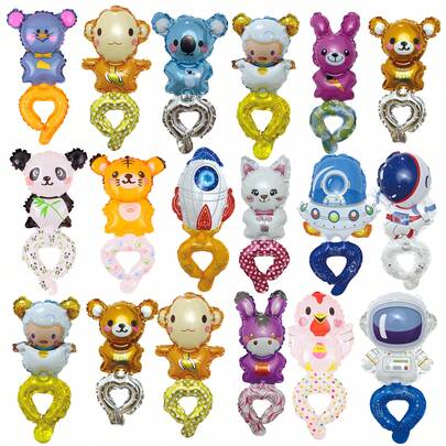 Brinquedos de Balão de Pulso com Astronauta Animal Cartoon, Balões Decorativos para Festa de Aniversário e Feriados