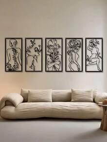 1 件抽象女性线条金属装饰壁挂艺术品，个性化艺术空心铁艺墙画，适用于家庭白墙、客厅、餐厅、卧室、浴室、情人节礼物