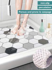 1pc Non-Slip Shower Mat With Drainage Holes, Soft & Comfortable PVC Loofah Massage Bath Mat, Quick-Dry, Ideal For Bathroom & Wet Areas, Bathroom Accessory|Hollow Design|Non-Slippery Surface, Shower Mat For Bathroom