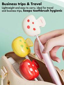 1 pieza/2/3 piezas Soporte para cepillo de dientes con forma de hongo, Cubierta protectora para cabezal de cepillo de dientes de viaje con diseño "SUERTE", Material ABS reforzado, Agarre fuerte y múltiples colores, Apto para uso diario, viajes, viajes de negocios, hoteles, hogar y vuelta al colegio