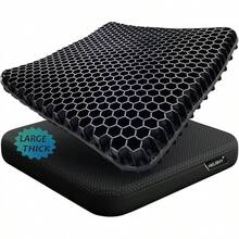 Gel Cushion Long Sitting Pressure Relief (Large & Thick) - Wheelchair Cushion Pressure Sores - Coccyx, Sciatica & Tailbone Pain Relief - Non-Slip Butt Pillow Office, Home, Car - Black - View 10