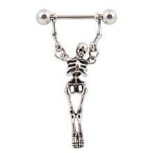 1pc Stainless Steel Skull Hoop Earrings, Retro Avant-Garde Style, Long-Lasting Color, Suitable For Halloween And Daily Wear