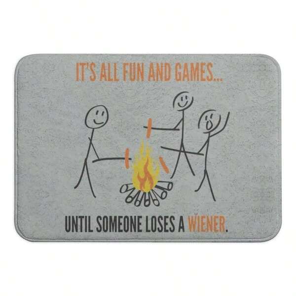 It's All Fun And Games For Camping Rug Non Slip Entrance Doormat Outdoor Indoor Durable And Waterproof Machine Washable Door Mat Size:18x30 Inch