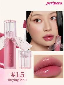 Peripera K-Beauty 水感裸色唇彩，鏡面水光唇釉，玻璃唇釉，豐唇效果，自然保濕，輕盈，提亮光澤長效，舒適，不黏膩，口罩友善，無白膜 - #15 Buying Pink - 查看 10
