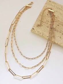Minimalist Layered Necklace - 黃金 - 查看 2