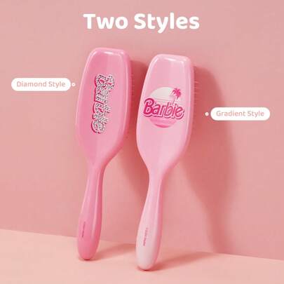  MINISO Barbie Pink Diamond Detangling Comb - Stylish Pink And Diamond Elements, Comfortable Grip, Reduces Hair Damage, Ideal For Home And Travel Use(1 PC)