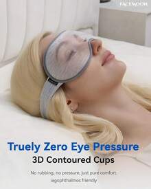 Weighted Eye Mask For Sleeping - Blackout Sleep Mask For Women Men, FACEMOON Lash Extension Eye Covers, Memory Foam, 3D Contoured, Airplane Travel Essentials, Blindfold For Meditation(Gray) - Xám - Xem 11