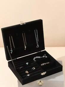 1pc Acrylic Jewelry Ring Storage Display Box Back To School - Black - View 11