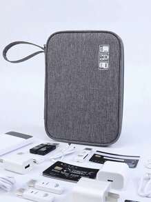 1pc Travel Organizer Kit, Watch Band Bag, Electronics Accessories, Portable Charger, Charger Case, School/College, Earphone Case, Digital Organizer Bag, USB Cable Organizer, Earphone Cable Pouch, Pen, Power Bank, Cable Organizer, Electronics Bag, Portable Watch Band Storage Box/Bag