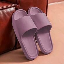 Minimalist Leather INS Style Lightweight, Comfortable And Soft EVA Slippers For Home, Bathroom, Outdoor And As Guest Slippers. Soft, Lightweight And Slip-On Design, Suitable For Outdoor Shopping And Beach Wear. Unisex Classic Solid Color Slippers (Recommend Sizing Up For Wide Feet Users) - View 2