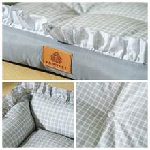 1 件格子装饰柔软、透气、凉爽宠物床,可水洗、耐咀嚼、不掉毛,适合所有季节,适合小型、中型和大型猫狗 - 灰色 - 查看 5