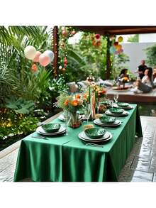 1 khăn trải bàn bằng vải satin, 145*180cm/145*260cm, màu xanh lá cây xô thơm/xanh lá cây đậm, hình chữ nhật, vải satin bóng, có thể giặt được, thích hợp cho tiệc cưới, tiệc tùng, sinh nhật, bàn ăn kỷ niệm - Nhiều màu - Xem 8