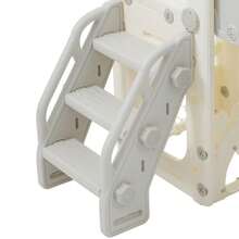 Große 7-in-1-Spielanlage für Kinder mit Rutsche, Schaukel, Kletterplattform, praktischem Unterschrank, Lochbohrspiel, Basketballkorb & Treppe - Premium-Spielgerät aus hochwertigem Polyethylen (HDPE) für Garten, Terrasse oder Indoor | Sicher & stabil | Ozeanball nicht enthalten