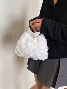 2025新款亮片链条晚装手拿包，时尚明星手提包，单肩斜挎包，纯色翻盖链条托特包【花卉图案位置随机】