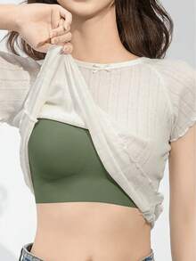 1/2/3/4/5Pcs Women's Push-Up Bra - High Support Wireless Comfort Fit With Removable Pads, Seamless Invisible Design & Adjustable Back Strap, Solid Color For Everyday & Special Occasions, Strapless Push Up Bra, Occasion Lingerie, Sleek Lingerie, Comfortable Fit, Flexible Material - 軍綠色 - 查看 3