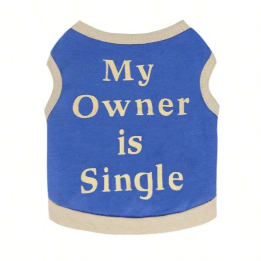 1pc Versatile Lightweight Sleeveless Vest, Minimalist Letter Design, Suitable For Cats & Dogs, Summer - Blue - View 1
