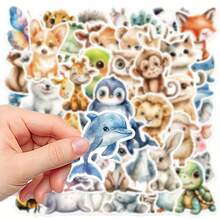 50pcs YWWBLD Watercolor Animal Stickers - Cute Lion, Giraffe, Zebra, Panda & More Designs For Phone Cases, Laptops, Scrapbooks, Guitar & Luggage Decoration, Cute Animal Stickers, Scrapbook Decorations, Playful Sticker Designs, Vibrant Sticker Colors - 50pcs - 查看 6