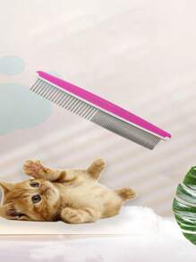 1pc Colorful Plastic Pet Grooming Brush, Sparse & Dense Teeth, Untangle & Fluff Fur, Pet Styling Comb