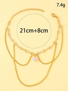 1 件时尚多层金链水滴吊坠臂链，女士夏季短袖袖口配饰，臂链，手链