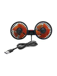 1 pieza Ventilador de carro, ventilador de doble cabezal de alta velocidad a 360°, USB, para asiento trasero del carro, portátil, 3 velocidades, potente circulación de aire, silencioso, refrigeración, montaje ajustable, instalación segura con clip, perfecto para el hogar y el carro - Multicolor - Ver 11