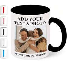 1 Pc 11 Oz Custom Image Mug, Custom Design Mug, Custom Text Mug, Personalized Photo Mug, Personalized Coffee Mug, Custom Family Mug, Make Your Own Mug, Custom Coffee Mug, Mother's Day Gift, Ideal Gifts For Him Her, Boyfriend, Girlfriend, Dad, Mom, Family, Friends For Anniversaries, For Valentine's Day, For Mother's Day, For Birthdays, For Children's Day, For Father's Day, For Graduation, For Weddings, For Housewarming Dining Room, Living Room, Bedroom, Office, Tea Room, Home, School - màu đen - Xem 5