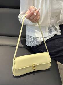 小众高端法棍包，2025春夏新款时尚百搭腋下包，韩版简约单肩手提包女 - 黃色 - 查看 5