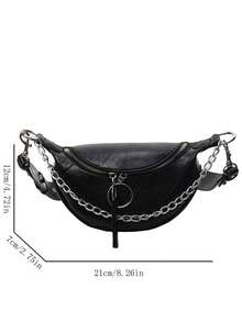 Modna, nowa, minimalistyczna torba damska na klatkę piersiową w jednolitym kolorze, matowe wykończenie i uniwersalny dodatek na jesień/zimę - Czarne - Zobacz 7