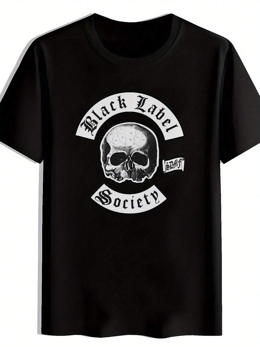 Camicia da uomo con motivo a chiave, vestibilità regular, collo rotondo, maniche corte, tessuto durevole e divertente, in cotone traspirante leggermente elasticizzato, casual estiva a maniche corte - nero - Visualizzare 1