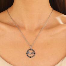 1 Piece Hot-Selling Wednesday Necklace, Unisex Fashion Hollow Round Letter W Pendant Collarbone Chain Wednesday