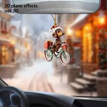 1 2D Flat Acrylic Sausage Dog And Elephant Patterned Holiday Pendant Wearing A Christmas Hat, Suitable For Christmas, And Birthdays - Perfect For Car Mirrors And Christmas Trees. The Acrylic Pendant Is Suitable For Christmas Tree Decoration, Backpacks, Keychain Decorations, And Christmas Tree Decorations Home Decor Christmas Decorations Room Decor