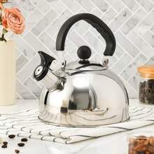 1 Piece Kettle Premium Stainless Steel Stovetop Tea Kettle -2.5L Capacity, Efficient Heating, Whistling Kettle Flat Bottom Large Capacity Whistling Kettle Boiler Kettle Induction Cooker, Handle - Suitable For Hot Water And Tea
