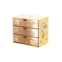 Miniso 名创优品布丁狗多抽屉收纳盒，易拉抽屉，轻巧设计，可爱Hello Kitty/Melody图案，适用于梳妆台、宿舍和旅行收纳（1个） - 黃色 - 查看 5