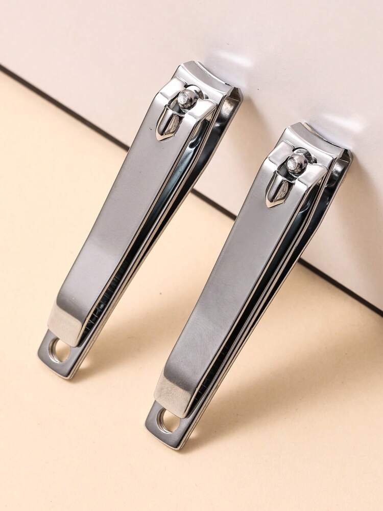 2pcs Classic Stainless Steel Nail Clippers, Heavy Duty Large Nail Clipper, Manicure Tool, Easily Trim Thick Toenails/Fingernails, High-Quality Durable, Suitable For Commercial And Home Use, Unisex - Silver - View 4