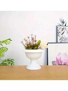 5个装白色小花盆塑料材质简洁大方的多肉植物适合室内办公室使用打造属于自己的风格 - 白色 - 查看 8