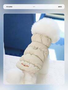 2 腿宠物背心衣服，带扣的温暖冬季服装，适合中小型犬和猫 - 粉色 - 查看 7