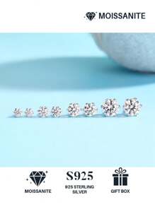 1 对 925 纯银莫桑石耳环，适合母亲节、情人节、结婚纪念日、生日的女性珠宝礼物