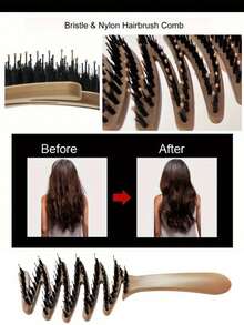 Escova de cabelo de alta qualidade, com cabo longo, para dar volume e suavidade aos fios. Cabo durável em plástico ABS. Ideal para presentear homens e mulheres. Escova com cerdas de javali, autolimpante e anti-massagem. Pode ser usada em cabelos secos e molhados. Portátil e feita de material ABS. Perfeita para estilizar o cabelo. Ideal para uso em salões de beleza e viagens.